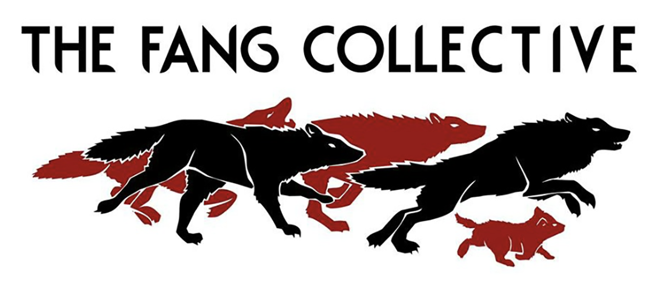 FANG Collective Logo - silhouetted pack of 3 maroon ad 2 black wolves